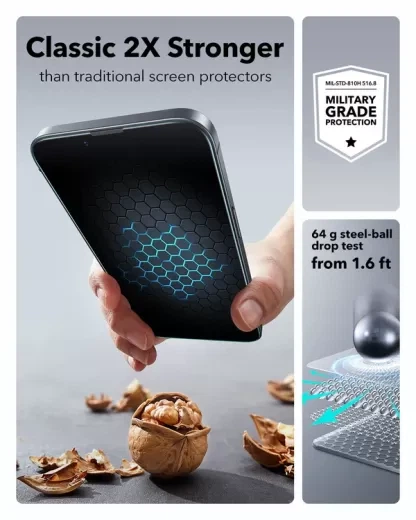 Защитное стекло с аппликатором ESR UltraFit Classic Screen Protector (2 шт.) для iPhone 17e | 16e | 14 | 13 Pro | 13 (1D81500201) - изображение 5