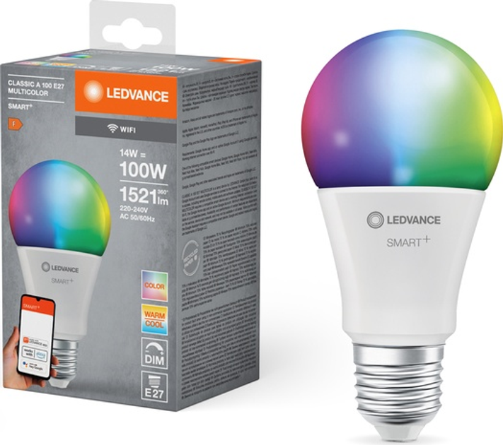 Розумна багатобарвна лампочка LEDVANCE Smart WiFi A100 14W 230v RGBW FR E27 (4058075778726) - зображення 3