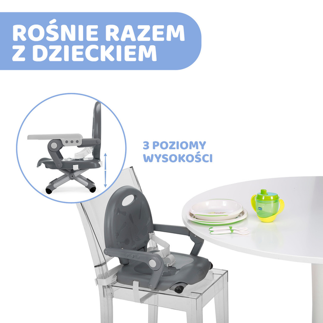 Стільчик-бустер для годування Chicco Pocket Snack Темно-сірий (8058664090365) - зображення 8