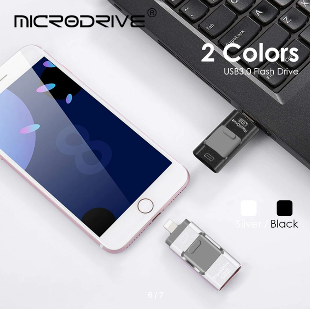 Флешка для Apple iPhone с разъемом USB 3.0 Micro USB Lightning 128 GB HighSpeed Silver - изображение 4
