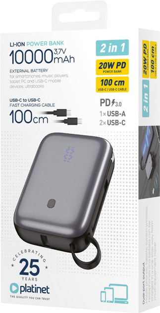 Powerbank Platinet 10000 mAh 20W PD Black (PMPB1020C) - obraz 7