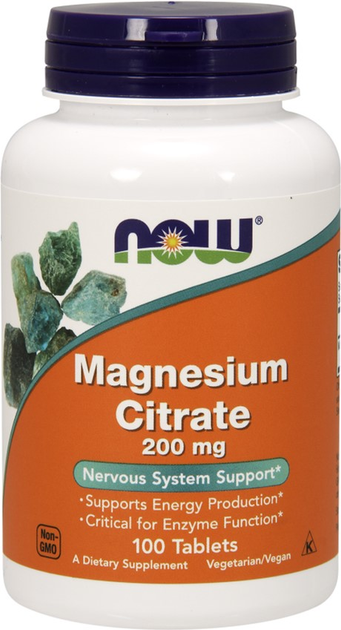 Minerały Now Foods Cytrynian magnezu 200 mg 100 tabletek (733739012906) - obraz 1