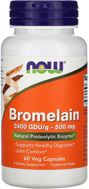 Bromelaina Now Foods 500 mg 60 kapsułek (733739029430) - obraz 1