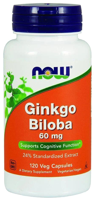 Naturalny suplement Now Foods Ginkgo Biloba 60 mg 120 wegańskich kapsułek (733739046871) - obraz 1
