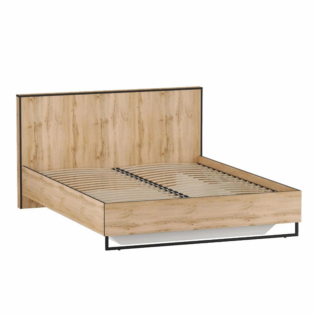 Кровать двухспальная Moreli Forte F-0010 в стиле Loft на металлических ножках 1680х980х2126 мм Дуб Аппалачи - изображение 2