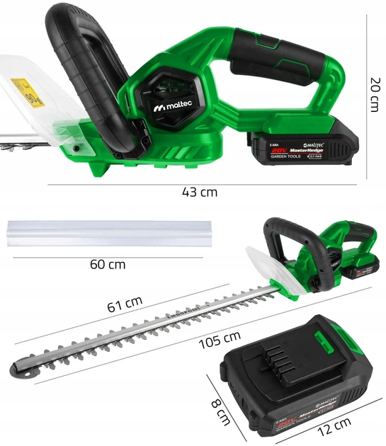 Кусторез аккумуляторный MalTec 111400 20В 580 мм Зеленый - изображение 4