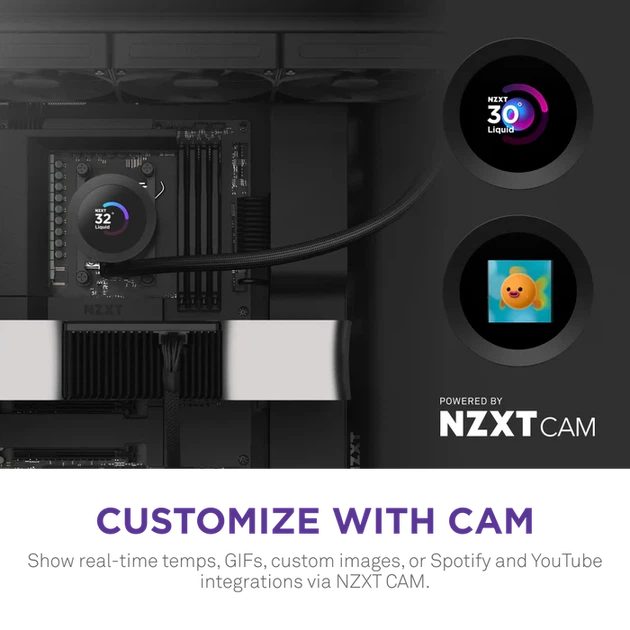 Система рідинного охолодження NZXT Kraken Plus V2 360 мм AIO Liquid Cooler Display Radiator Fans Black (RL-KN360-B2) - зображення 7