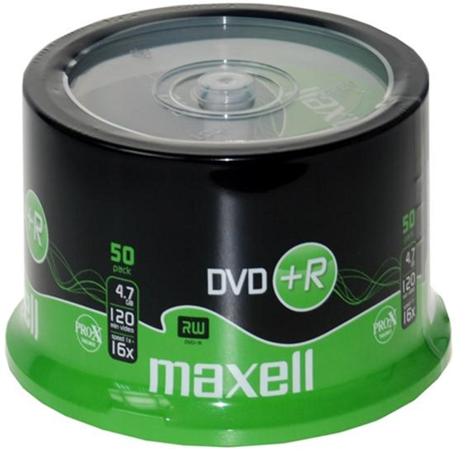 Диски Maxell DVD+R 4.7GB 16X 50 шт (MXD1650+) - зображення 1