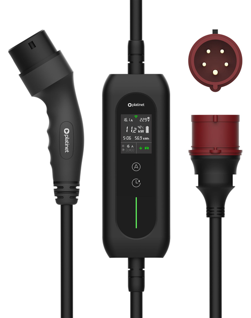 Портативний автомобільний зарядний пристрій Platinum EV/PHEV AC Type 2 16A  11kW CEE 5m LCD WIFI Tuya Black (EV_PPCW5M11) - зображення 5