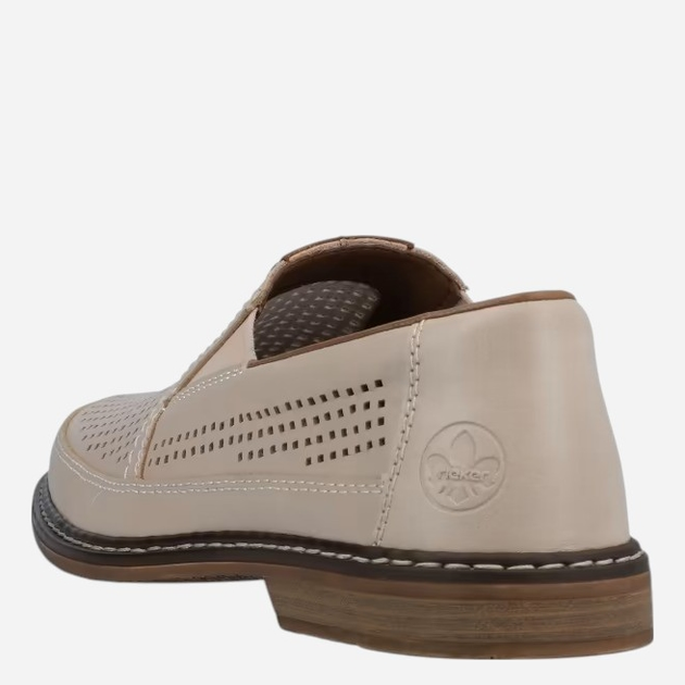 Loafersy męskie skórzane RIEKER RIE13459-60_CO 45 Beżowe (4060596764904) - obraz 4