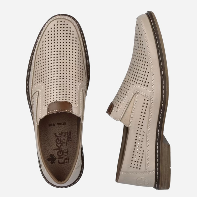 Loafersy męskie skórzane RIEKER RIE13459-60_CO 42 Beżowe (4060596764874) - obraz 6