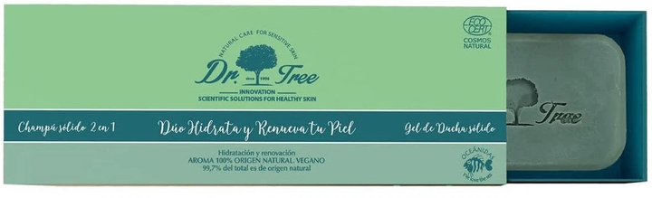Zestaw do pielęgnacji włosów Dr. Tree Moisturizing Natural Szampon w kostce 75 g + Żel pod prysznic w kostce 120 g (8429449104285) - obraz 2