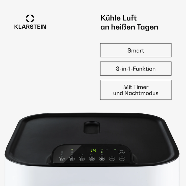 Підлоговий кондиціонер Klarstein Kraftwerk Eco Smart, мобільний кондиціонер для дому 11 500 БТЕ 1060 Вт - зображення 4