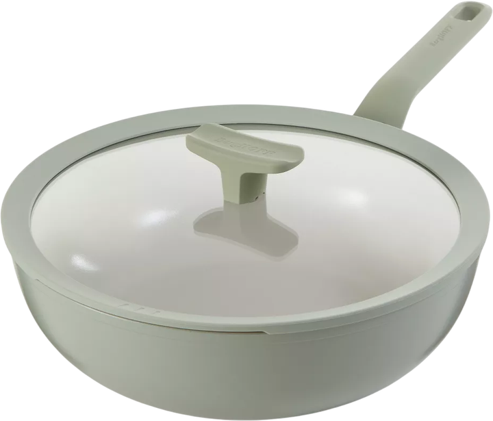 Patelnia wok BergHOFF Leo Balance Sage z pokrywą 28 cm (5413821363714) - obraz 1
