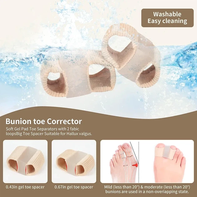 Ортопедичний коректор-роздільник пальців Fiber Toe Separators для корекції вальгусу комплект Розмір L - изображение 4