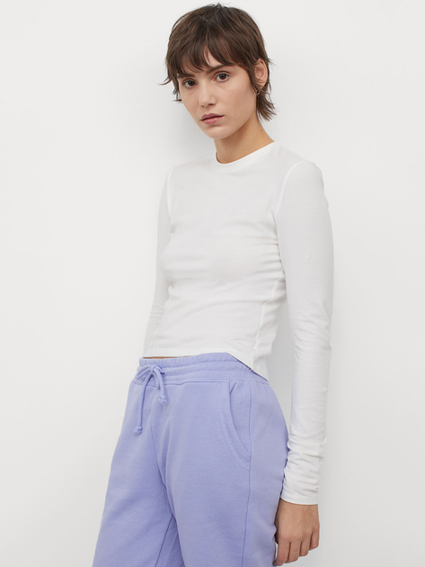 Акція на Лонгслів довгий жіночий H&M 7621433wer M Білий від Rozetka