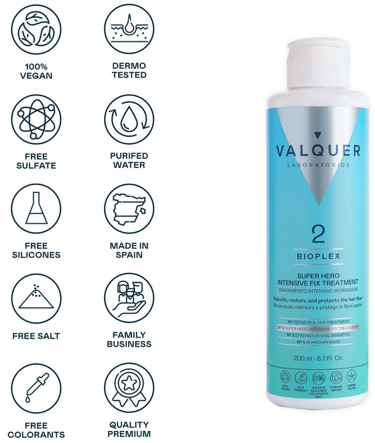 Шампунь Valquer Bioplex Nº2 Super Hero для пористого волосся 200 мл (8420212312258) - зображення 2