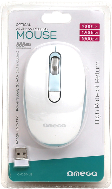 Mysz Omega OM-220 Wireless White/Blue (OM220WB) - obraz 6