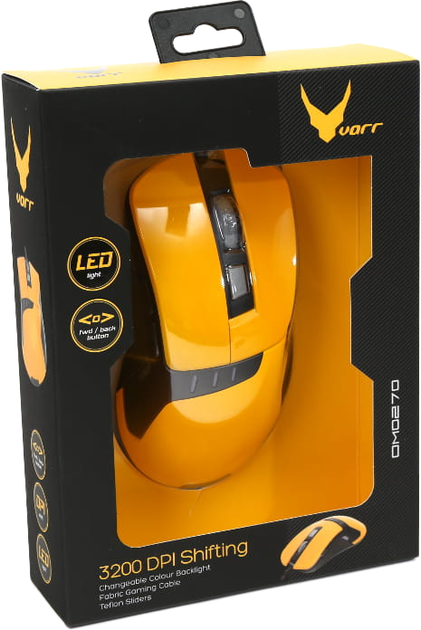 Mysz VARR OM-270 Gaming USB Black/Yellow (5907595417853) - obraz 5