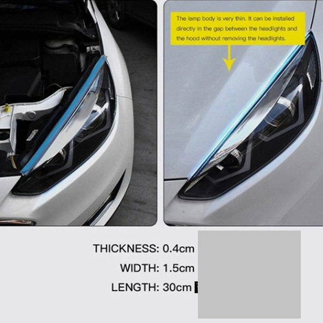 Гібка світлодіодна LED 60 см стрічка для фар автомобіля/ мотоцикла/ гнучкі денні ходи з блимаючим поворотом - зображення 4