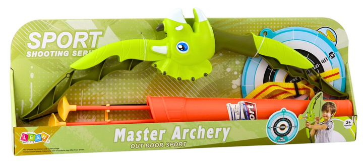 Łuk strzelecki LEAN Toys Strzały z przyssawkami i tarczą Dinozaur Zielony (5905991054719) - obraz 2