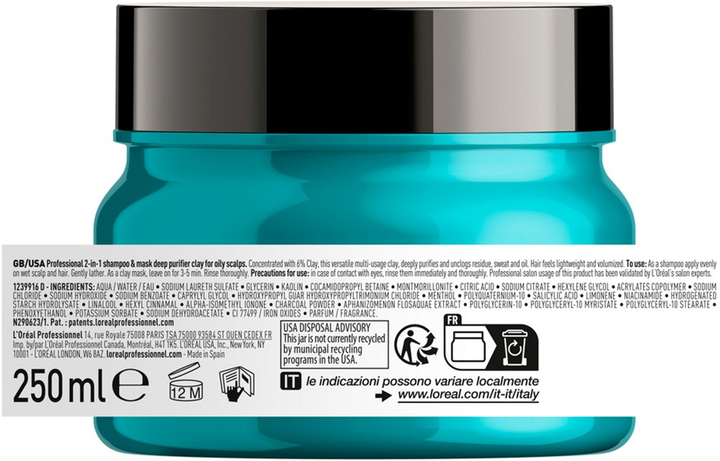 Maska do włosów L’Oreal Professionnel Paris Scalp Advanced 2 w 1 oczyszczająca z glinką 250 ml (3474637090524) - obraz 2