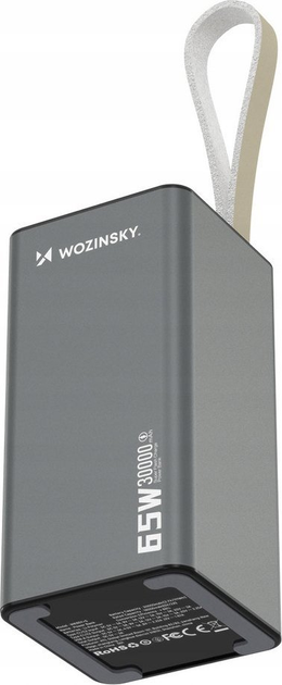 Powerbank Wozinsky K65+ 65W 30000mAh 2x USB-C, 1x USB-A 65W Gray (5907769364457) - obraz 5