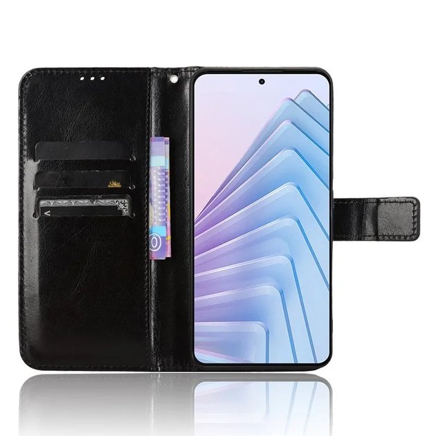 Чехол Idewei для Xiaomi Redmi Note 14 4G EU Version книжка кожа PU с визитницей черный - изображение 4