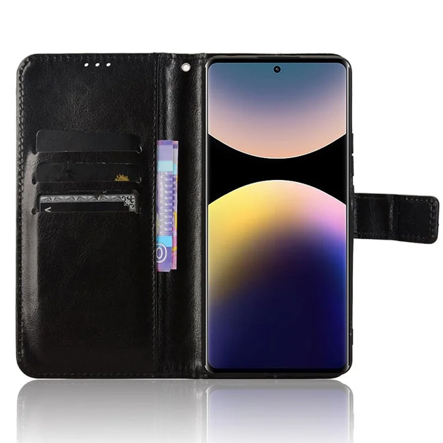 Чехол Idewei для Xiaomi Redmi Note 14 Pro 4G книжка кожа PU с визитницей черный - Фото 5 Чехол Idewei для Xiaomi Redmi Note 14 Pro 4G книжка кожа PU с визитницей черный - изображение 5