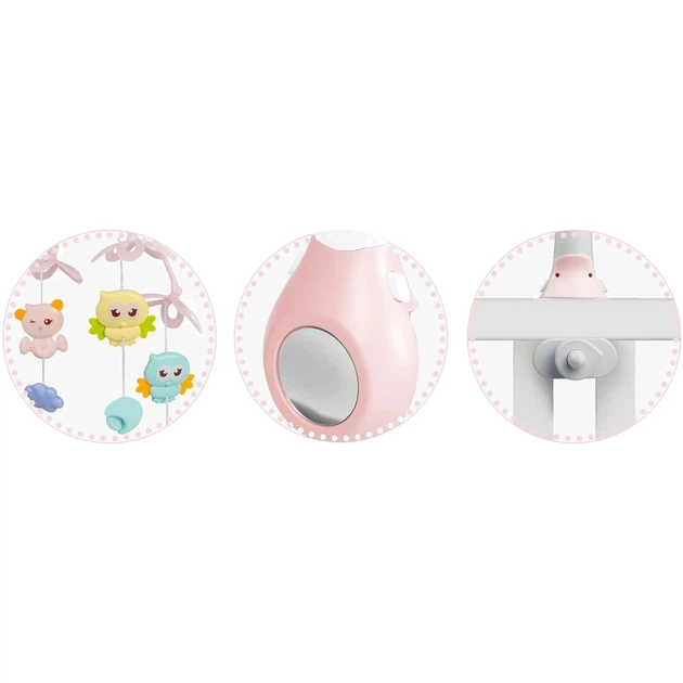 Мобиль на детскую кроватку Ricokids RK-813 с проектором, мелодиями и пультом управления Розовый - изображение 7
