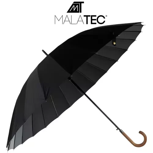Автоматический зонт Malatec 19367 длинный с деревянной ручкой диаметр 145 см Черный XL для двоих - изображение 2