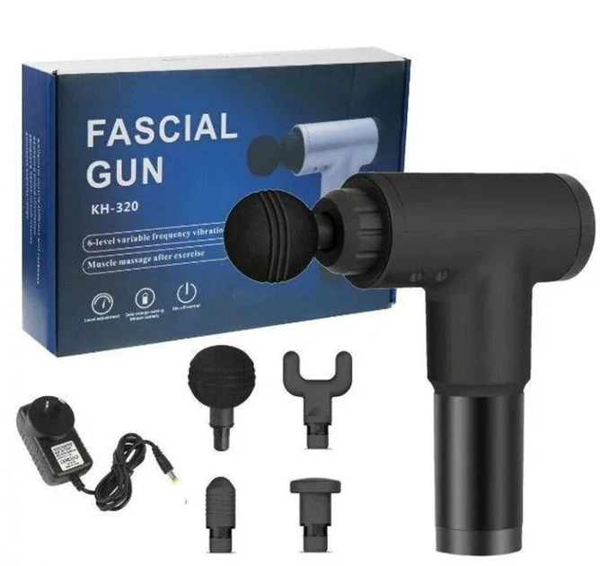 Портативний ручний масажер Fascial Gun KH-320 чорний - зображення 2