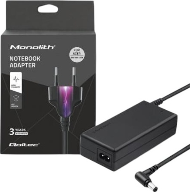Zasilacz Qoltec do laptopów Acer 19V 65W 3.42A (5.5 x 1.7) (5901878511153) - obraz 3