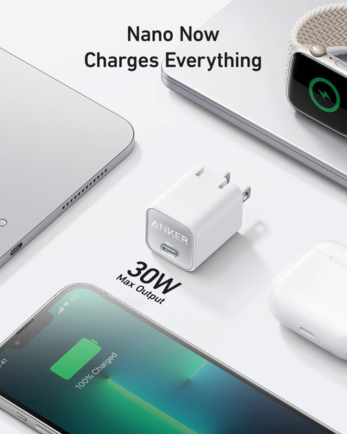 Мережевий зарядний пристрій Anker PowerPort 511 Nano III 30W USB-C White (A2147G21) - зображення 2