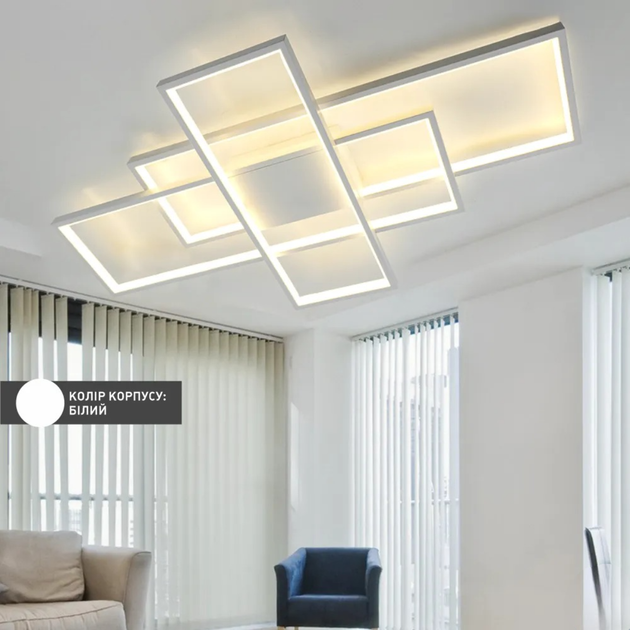 Управляемая светодиодная люстра Esllse SVEN 110W 3S SMART 900x500x80 мм 3000-6500K 5500Лм- WHITE-220-IP20 - изображение 5