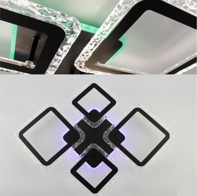 Керована світлодіодна люстра Esllse OVAL ICE RGB 75W 5S-APP-725x500x93- BLACK/CLEAR-220-IP20 - зображення 4
