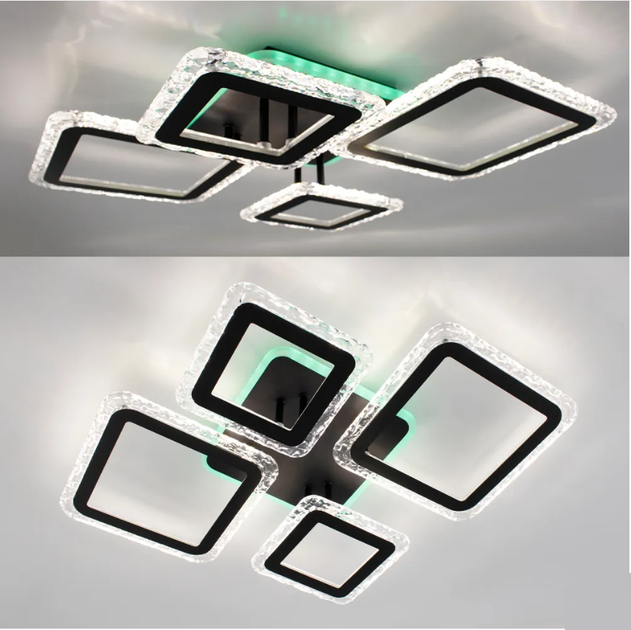 Керована світлодіодна люстра Esllse OVAL ICE RGB 75W 5S-APP-725x500x93- BLACK/CLEAR-220-IP20 - зображення 5