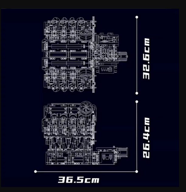 Конструктор детский Mould King TECHNIC "ДВИГАТЕЛЬ V8" F488 серый 2718 деталей (10130) - изображение 6