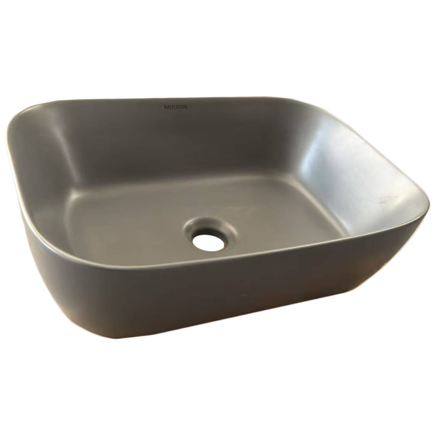 Накладна керамічна раковина Mixxus Premium DIVERSE-0116 графітова матова 455x330x135 мм - зображення 6