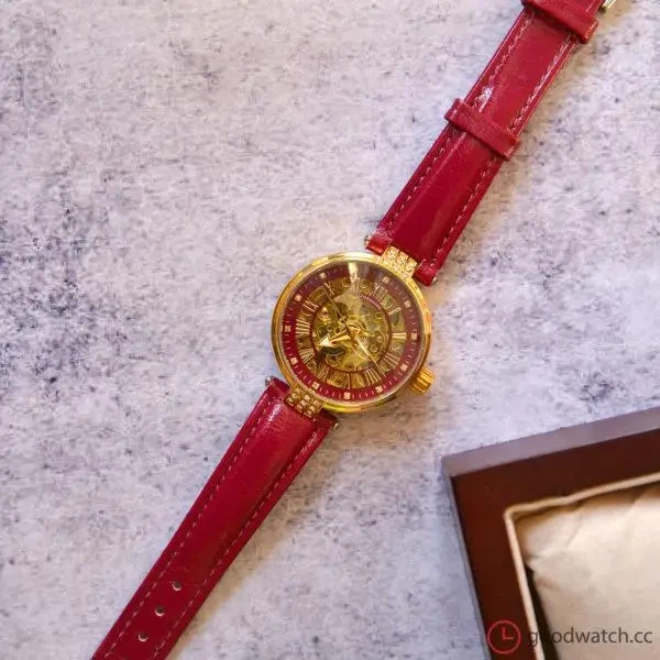 Женские часы механические Forsining Diamond Red Skeleton - изображение 4