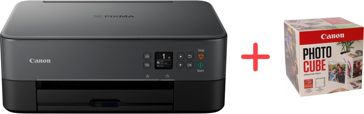БФП Canon PIXMA TS5340a with Wi-Fi,duplex (3773C007 / 3773C107AA) + Фотопапір Canon Photo Cube + Frame + PP-201 5x5 Photo Paper Plus Glossy II 40 аркушів White/Green у подарунок! - зображення 1