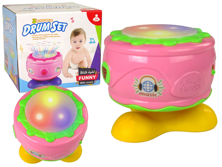 Інтерактивний барабан Lean Toys, що грає, рожевий 1058 (5905884455746) - зображення 1