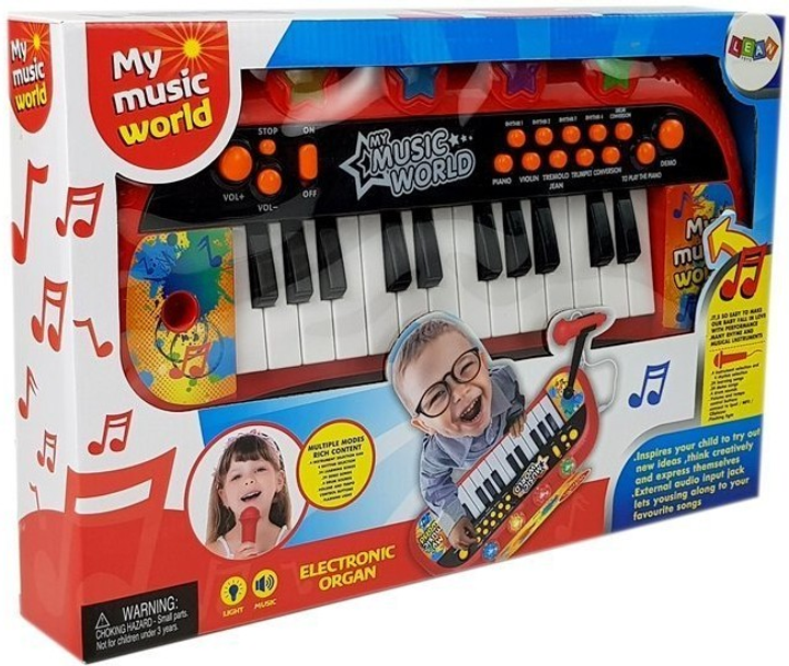 Піаніно Lean Toys Keyboard на 24 клавіші з мікрофоном Червоне 7833 (5903802454246) - зображення 1