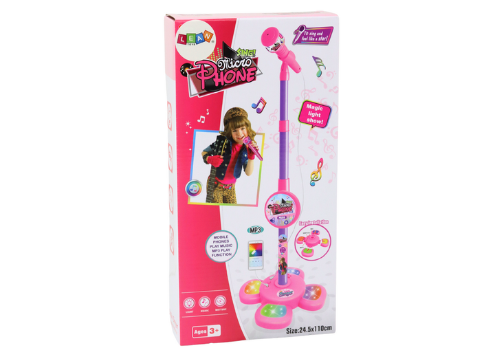 Мікрофон для дітей Lean Toys з регульованим штативом Рожевий 17574 (5905991004233) - зображення 1