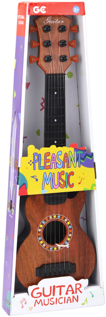 Gitara drewniana dla dzieci Lean Toys z kostką Brązowa 19882 (5905991012894) - obraz 1