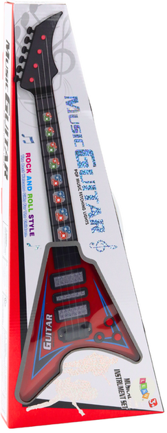 Gitara elektryczna dla dzieci Lean Toys ze światłami i melodiami Czerwona 20888 (5905991032502) - obraz 1