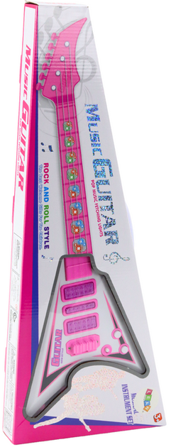 Gitara elektryczna dla dzieci Lean Toys ze światłami i melodiami Różowa 20890 (5905991032526) - obraz 1