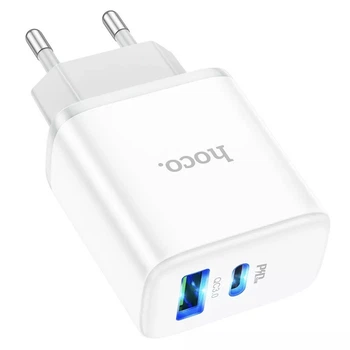 Сетевое зарядное устройство Hoco C105А (USB/USB-C/PD20W/QC3.0)- белый - изображение 3