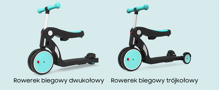 Hulajnoga dziecięca BeBehoo 5 w 1 Niebieski (6971501710412) - obraz 5