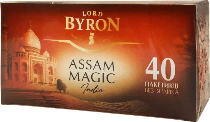 Індійський чорний чай Lord Byron Assam 40 пакетиків - Фото 1 Індійський чорний чай Lord Byron Assam 40 пакетиків - зображення 1